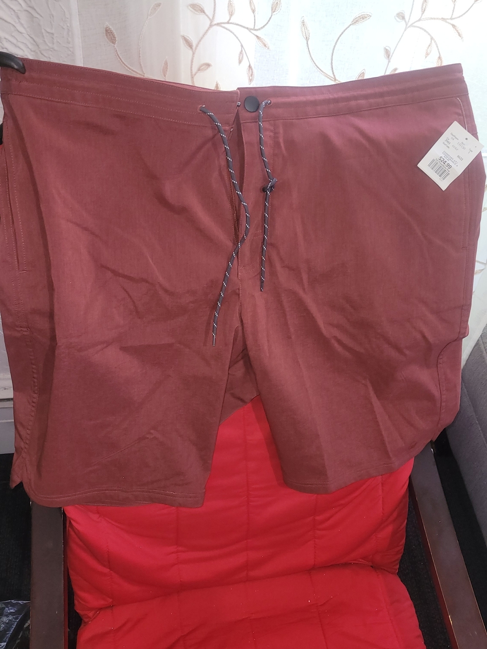 Men's Rust Red Drawstring Swim/Board Shorts - Picture 4 of 15